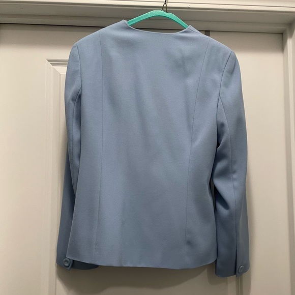 Karen Scott 2PC Conservative Blue Suit W/Dress & Single Button Jacket Size 12 - Picture 6 of 8